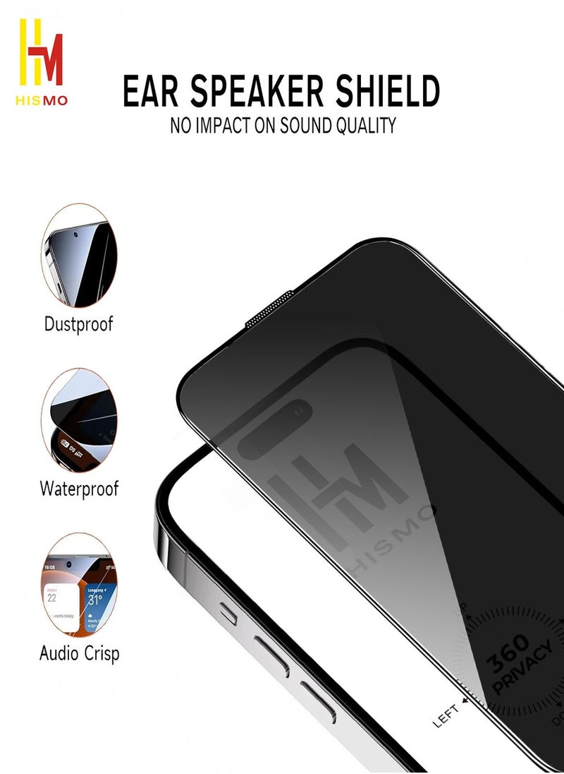 360° Full Privacy Screen Protector【iPhone 13/13 Pro/14】360 Degree All-Angles Peeping Protection, 9H Tempered Glass, Bubble-Free Installation, Smooth Touch, Full Edge Coverage