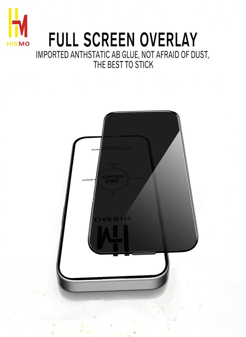 360° Full Privacy Screen Protector【iPhone 13/13 Pro/14】360 Degree All-Angles Peeping Protection, 9H Tempered Glass, Bubble-Free Installation, Smooth Touch, Full Edge Coverage