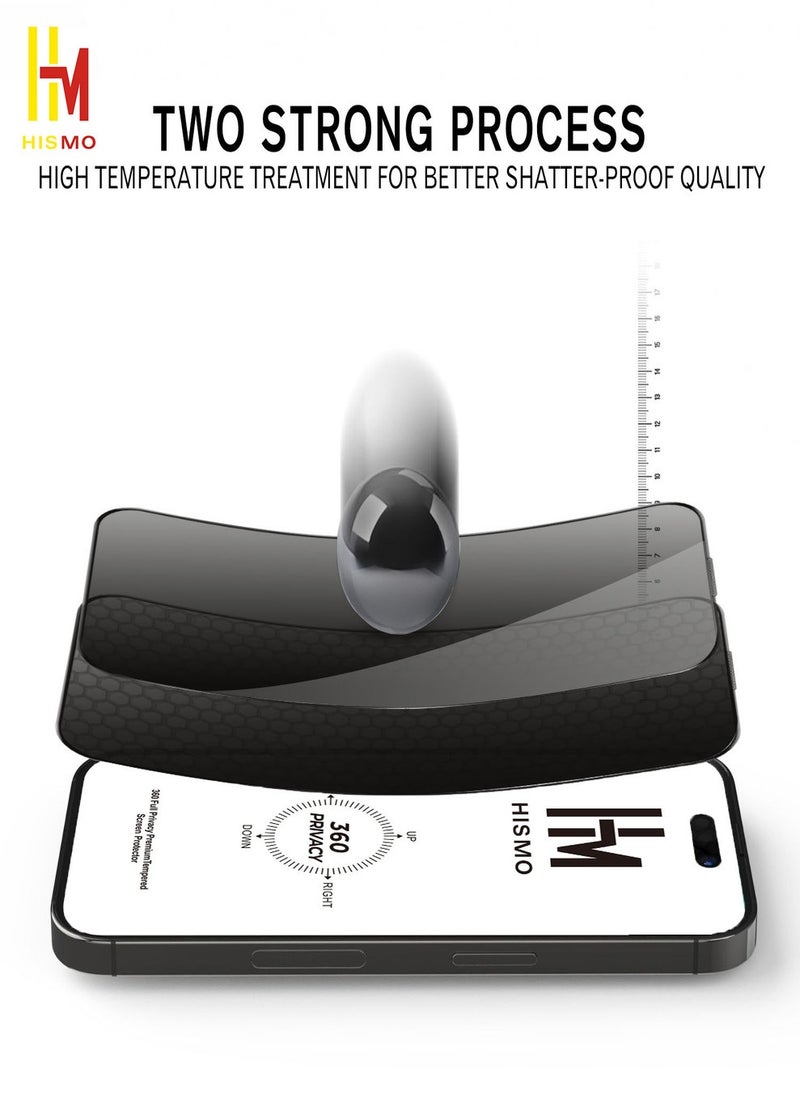360° Full Privacy Screen Protector【iPhone 13/13 Pro/14】360 Degree All-Angles Peeping Protection, 9H Tempered Glass, Bubble-Free Installation, Smooth Touch, Full Edge Coverage