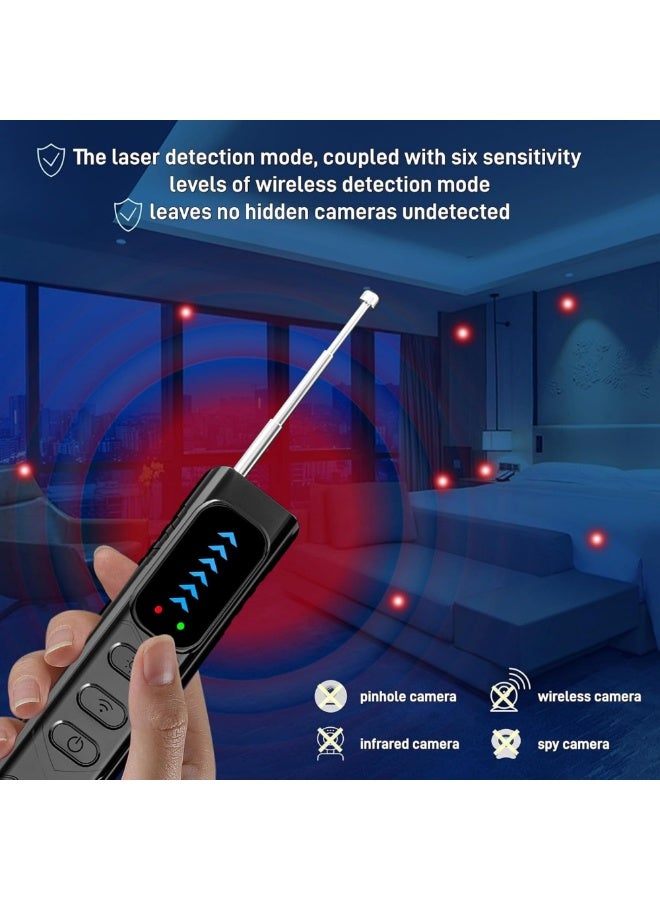 Hidden Camera Finder Spy Camera Detector Portable RF Signal Bug Detector with 6 Levels Sensitivity, Privacy Security Scanner Locates Hidden Cameras, GPS Trackers and Wireless Audio Listening Devices, Personal Safety Device for Hotel, Office, Bathroom, Bedroom & Travel - Image 3