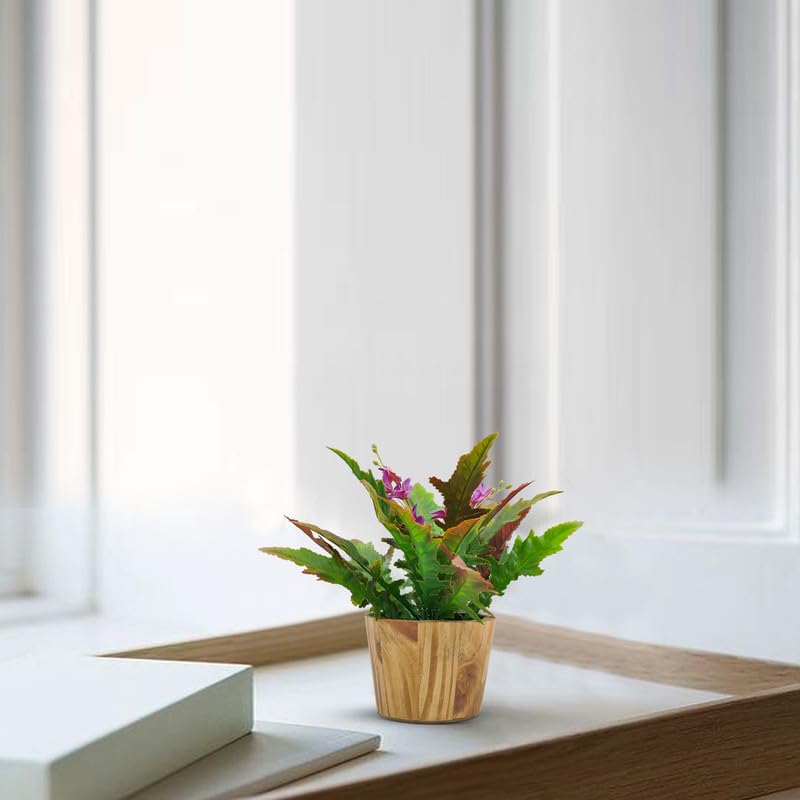 fancymart Plastic Artificial Plant Arrangement In Wood Pot(Design-16),Multicolor - Image 5