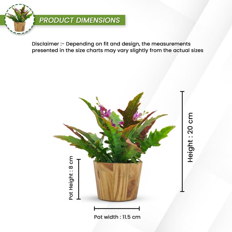 fancymart Plastic Artificial Plant Arrangement In Wood Pot(Design-16),Multicolor - Image 4