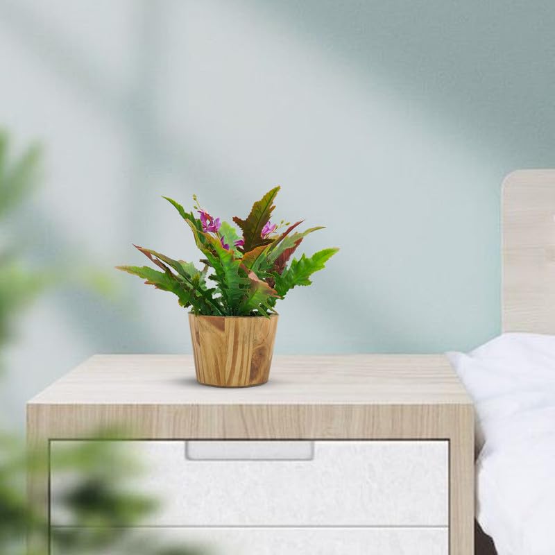 fancymart Plastic Artificial Plant Arrangement In Wood Pot(Design-16),Multicolor - Image 2