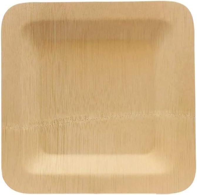 Tablecraft 5 Square Disposable Plate Bamboo - Image 1