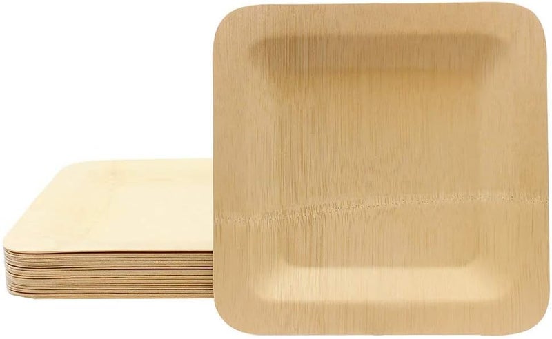 Tablecraft 5 Square Disposable Plate Bamboo - Image 2
