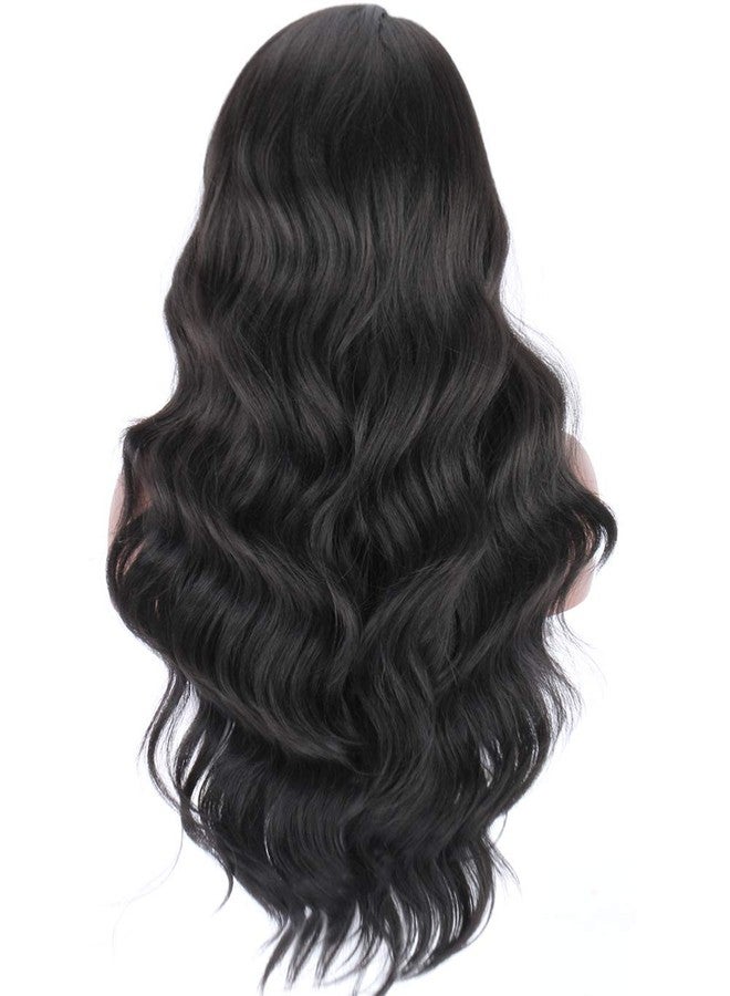 لاش لوكس شعر مستعار نسائي من LUSH LOCKS®، طويل، مجعد، مستقيم، مموج، صناعي، كامل، مناسب للأزياء التنكرية، أسود داكن مموج - Image 5