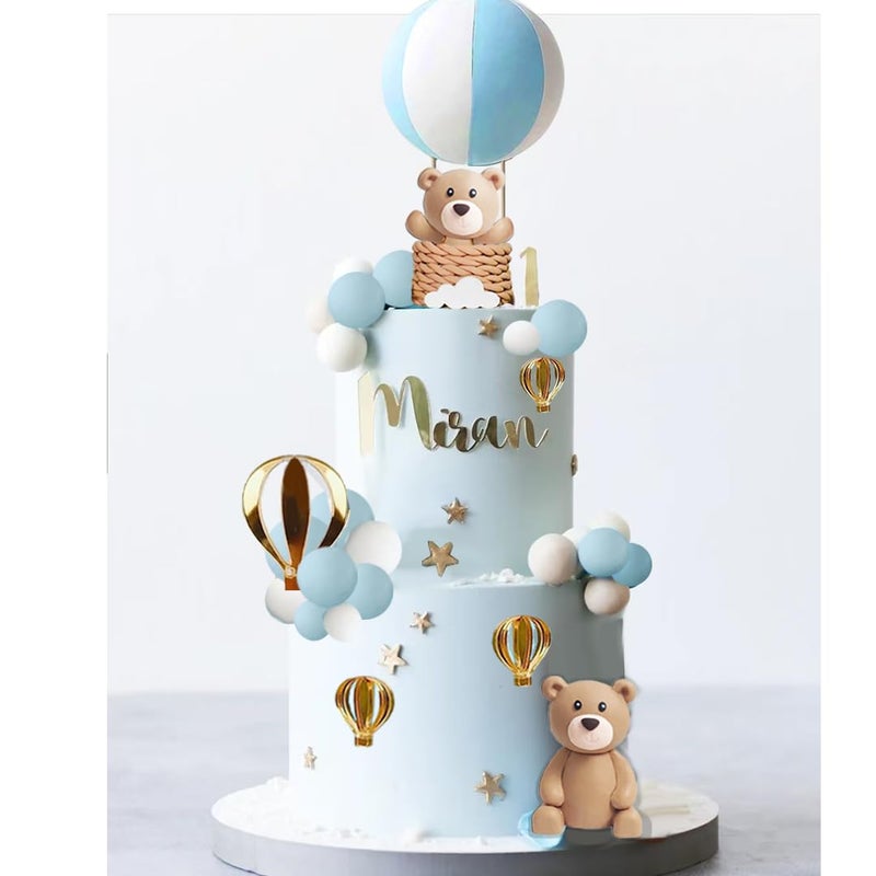 GmakCeder Bear Cake Topper White Cloud Hot Air Balloon Cake Decor - Image 3