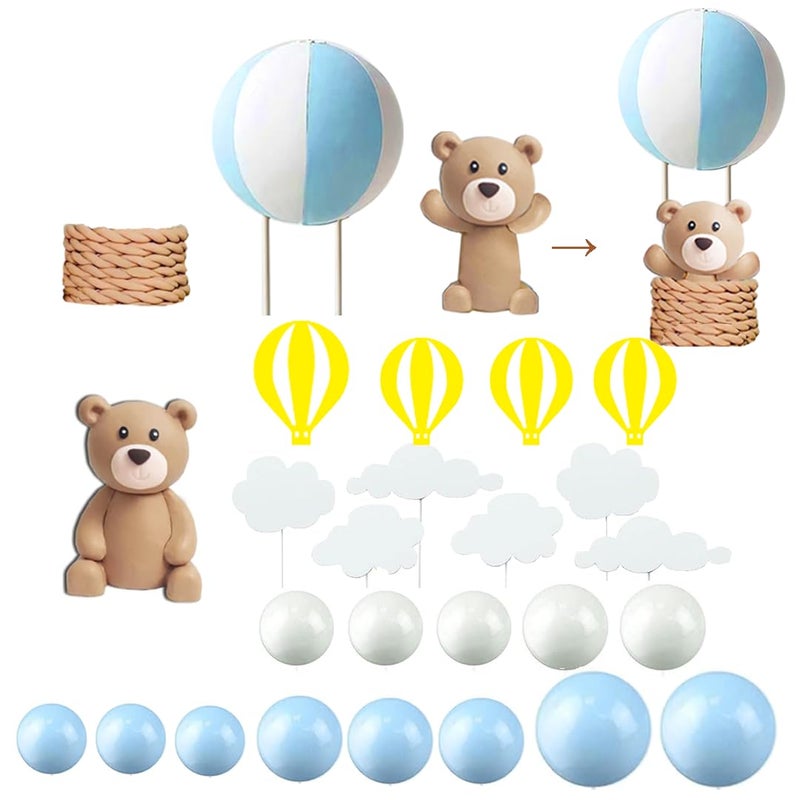 GmakCeder Bear Cake Topper White Cloud Hot Air Balloon Cake Decor - Image 2