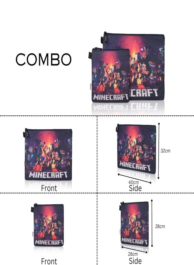 ECHO BOOMERS New Twin Minecarft Game Combo Folder Set Jr. | A4 & Mini Water-Resistant Folders | Cushioned, Padded, Stylish & Washable | Perfect for Documents, Gadgets, Art Supplies, Travel & Kids Accessories - Image 4