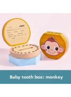 Baby Teeth Commemorative Box Solid Wood Twelve Zodiac Baby Teeth Box Children's Teeth Collection Storage Box Baby's Teeth Protection-Color:Teeth Collection Box Color Model-monkey