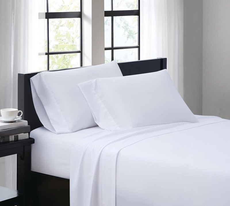 TRULY SOFT Everyday Sheet Set White Polyester 4-Piece Full Sheet Set, Solid Color Themed, Adult Bedding, Oeko-TEX Certified - Image 1