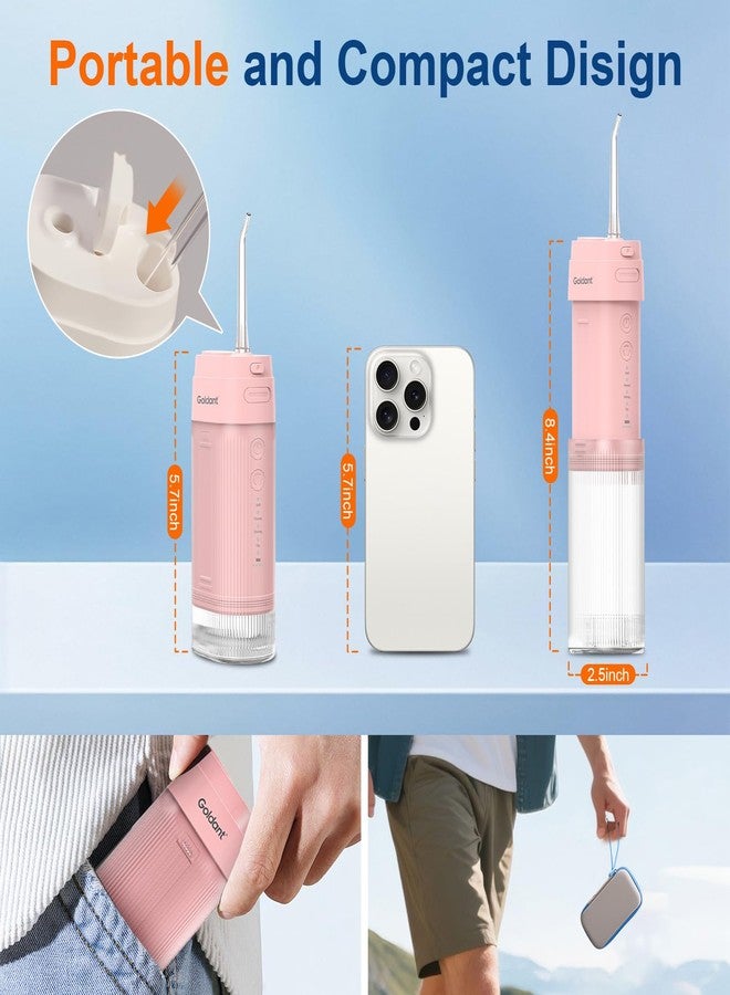 GOLDANT 2026 New Portable Water Flosser for Teeth, 4 Modes & 4 Intensity Levels, Mini Small Design with Exquisite Travel Case, Removable Tank, IPX7 Waterproof, Cordless Dental Oral Irrigator (Pink - Image 4