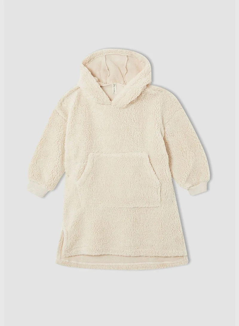 DeFacto Long Sleeve Hooded Pyjamas Bottom with Kangaroo Pockets
