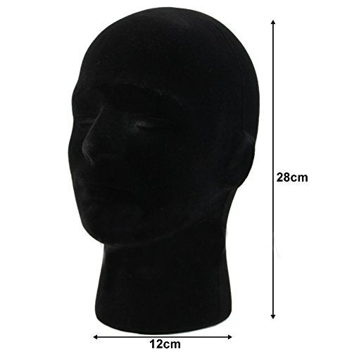 LIAMTU Male Wigs Display Mannequin Head Stand Model HTC Vive VR Headsets Mount Styrofoam Foam Black - Image 4