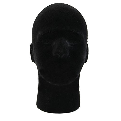 LIAMTU Male Wigs Display Mannequin Head Stand Model HTC Vive VR Headsets Mount Styrofoam Foam Black - Image 3