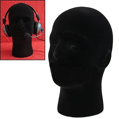 LIAMTU Male Wigs Display Mannequin Head Stand Model HTC Vive VR Headsets Mount Styrofoam Foam Black - Image 1