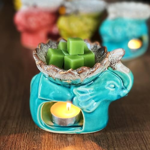 AiXiAng Fragrance Essential Oil Burner Tealight, Tea Light Candle Wax Warmer, Tealight Fragrance Oil Warmer (Ice Cracked Glaz Elephant Shape) - Image 4