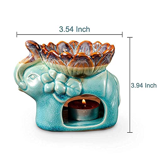 AiXiAng Fragrance Essential Oil Burner Tealight, Tea Light Candle Wax Warmer, Tealight Fragrance Oil Warmer (Ice Cracked Glaz Elephant Shape) - Image 5