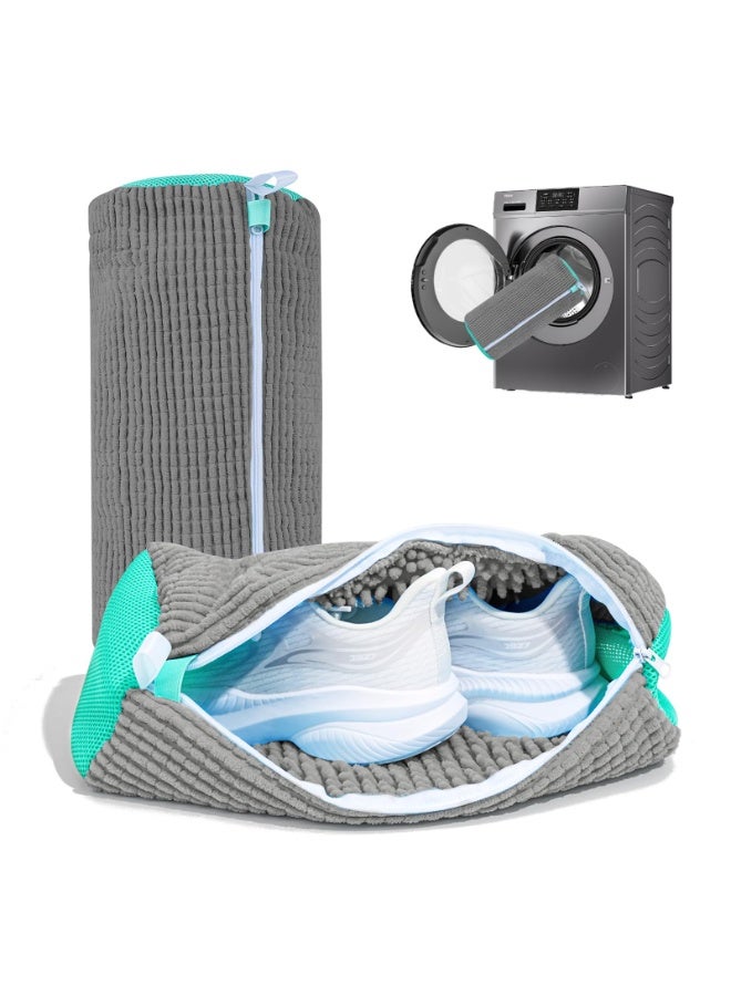 2-Piece Shoe Washing Machine Bag, Reusable, Shoe Cleaning Bag, Suitable For All Shoe Types, Laundry Shoe Bag Suitable For Washing Machines And Dryers, Grey - Image 1