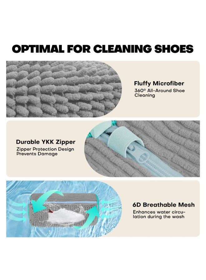 2-Piece Shoe Washing Machine Bag, Reusable, Shoe Cleaning Bag, Suitable For All Shoe Types, Laundry Shoe Bag Suitable For Washing Machines And Dryers, Grey - Image 3