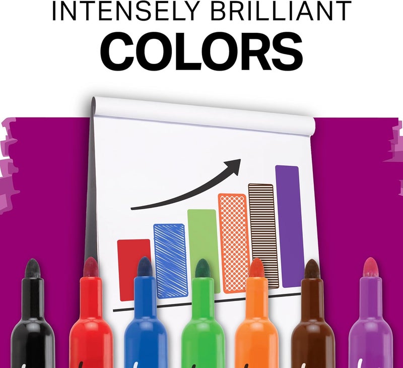 Sharpie Markers لوحات الفليب، طرف مدبب، ألوان متنوعة، 8 قطع - منخفضة الرائحة، خالية من الصرير، منزل، مكتب، العودة إلى المدرسة، مستلزمات المعلمين - Image 5