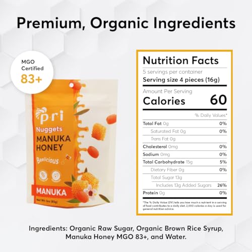 PRI P.R.I Manuka Honey Nuggets, Sweet and All Natural Hard Candy Treat, 3oz - Image 5
