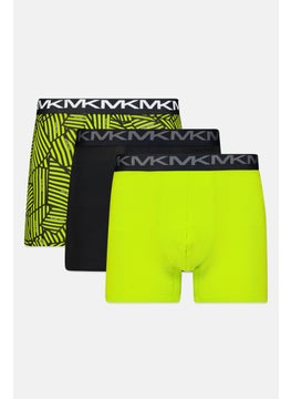 Men 3 Pieces Brand Logo Boxer Briefs, Lime