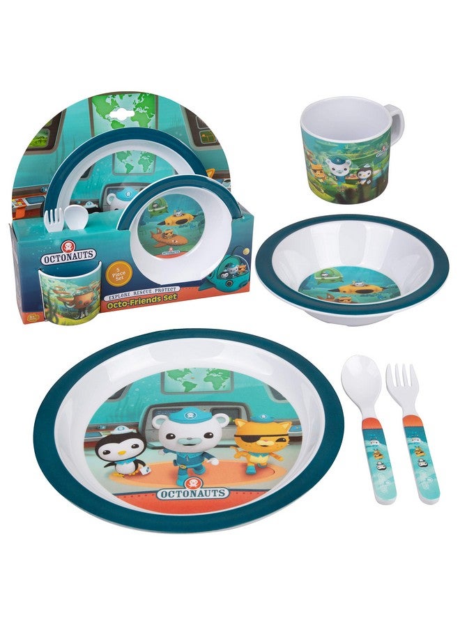SCS Direct Octonauts 5 Pc Mealtime Feeding Set For Kids And Toddlers Includes Plate Bowl Cup Fork And Spoon Utensil Flatware Durable Dishwasher Safe Bpa Free - Image 2