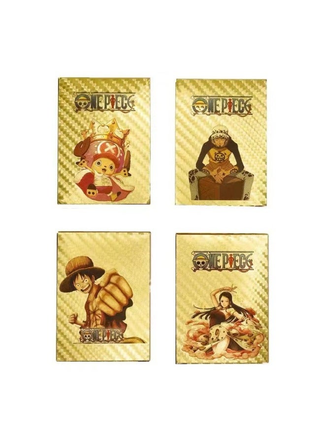 Cross-Border English One Piece 55 Gold Foil Cards One Piece Luffy Hot Stamping Card Japanese Comic Dragon Ball Gold Foil Card 