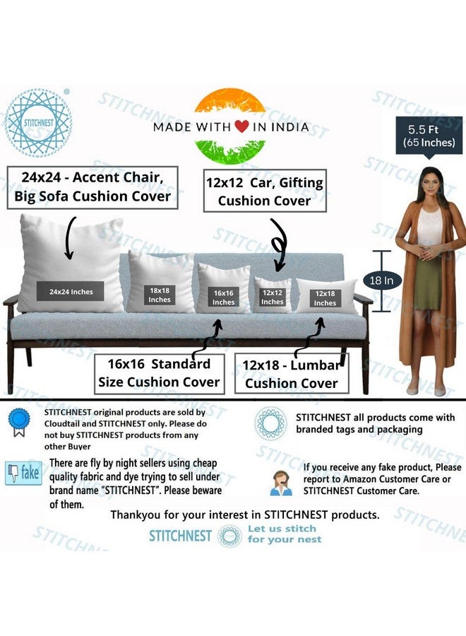 STITCHNEST Ethnic Art Box Printed Poly Cotton Cushion Cover, Set of 5 (16 X 16 Inches) - Image 2