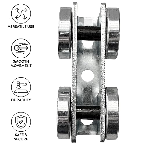ANDUSTRIAL - 4 Bearing Trolley Assembly Roller - Silver Finish: Electro-Galvanized Zinc - Fits 1-5/8" Wide and All Taller Strut Channels - Design Load: 100 Lbs - 1 Pc - Image 4