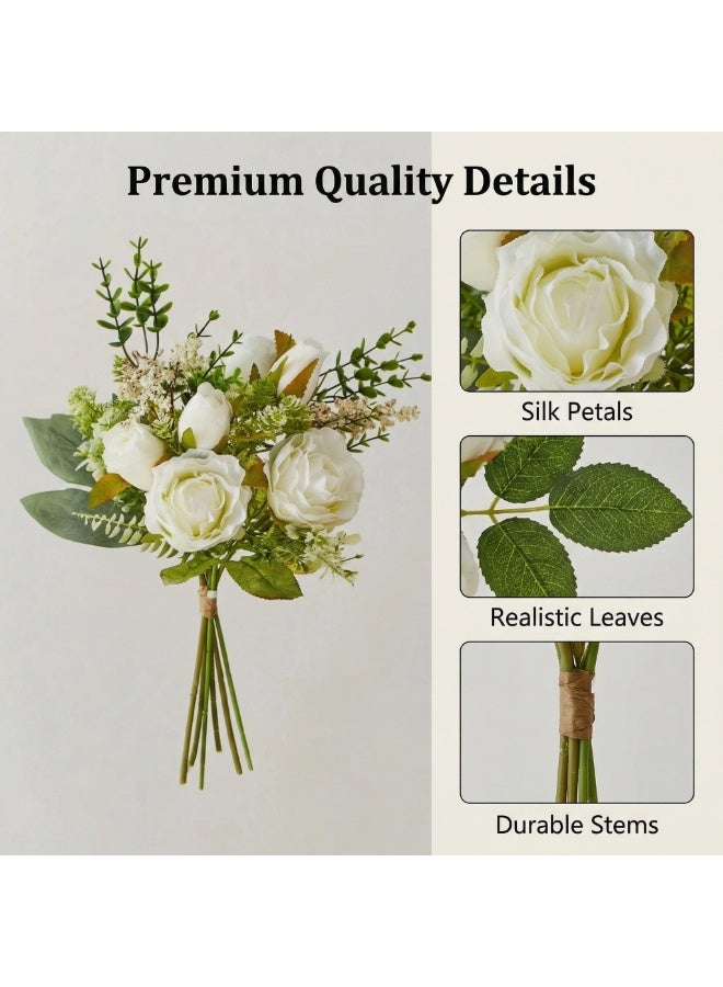 ZERIFAM Fake Flowers, Long Stemmed Artificial Roses Flowerse, Vintage Fake Rose Bundle, DIY Home Decoration , Suitable for Valentine's Day Family Wedding Decoration, Bridal Bouquet (No Vase) - Image 2