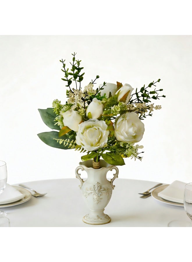 ZERIFAM Fake Flowers, Long Stemmed Artificial Roses Flowerse, Vintage Fake Rose Bundle, DIY Home Decoration , Suitable for Valentine's Day Family Wedding Decoration, Bridal Bouquet (No Vase) - Image 5