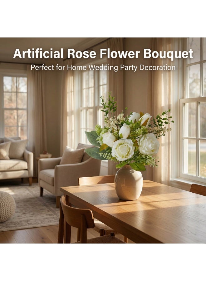 ZERIFAM Fake Flowers, Long Stemmed Artificial Roses Flowerse, Vintage Fake Rose Bundle, DIY Home Decoration , Suitable for Valentine's Day Family Wedding Decoration, Bridal Bouquet (No Vase) - Image 4