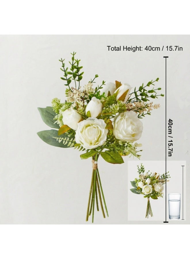 ZERIFAM Fake Flowers, Long Stemmed Artificial Roses Flowerse, Vintage Fake Rose Bundle, DIY Home Decoration , Suitable for Valentine's Day Family Wedding Decoration, Bridal Bouquet (No Vase) - Image 1