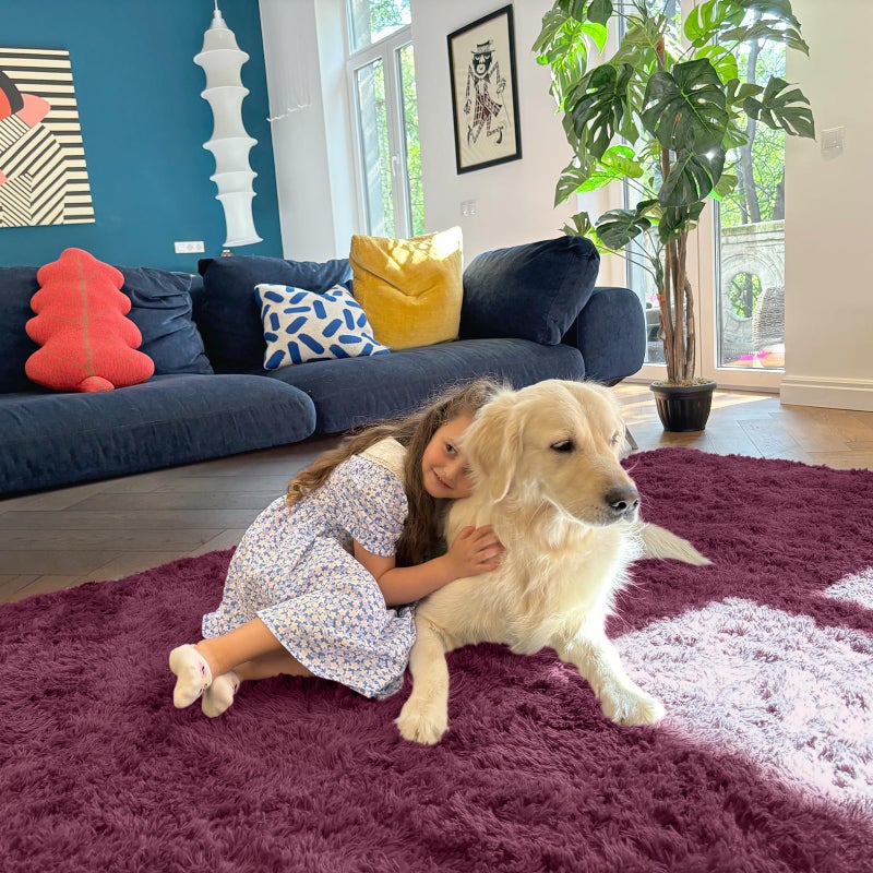 OLANLY Area Rugs for Living Room Bedroom, Machine Washable 4x5.9 ft Soft Fluffy Shaggy Bedside Rug, Indoor Floor Carpet for Kids Girls and Boys, Dorms, Nursery Rooms, Home Decor Aesthetic, Burgundy - Image 5