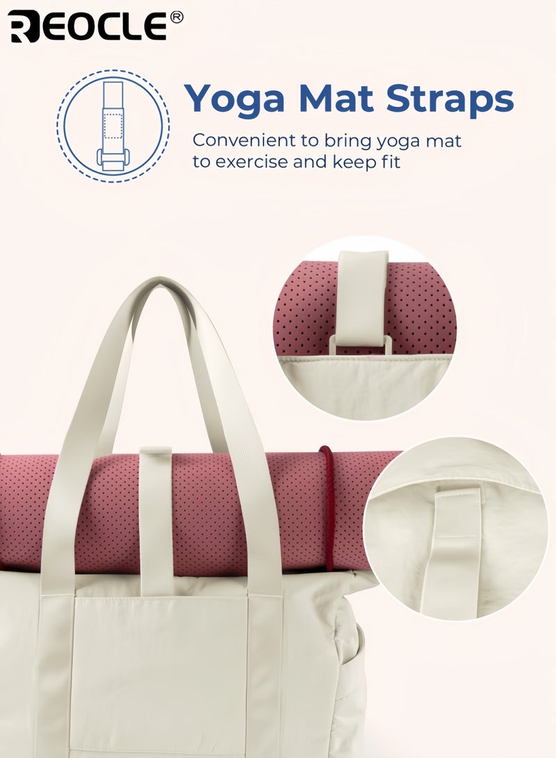 ريوكل حقيبة يد نسائية بسحاب 39 × 31 × 15.5 سم حقيبة يد كتف كمبيوتر محمول حقيبة يوغا جيم مع سجادة يوغا مشبك متين واسع مثالي للرياضة والعمل الاستخدام اليومي تسوق للنساء للسيدات - Image 4