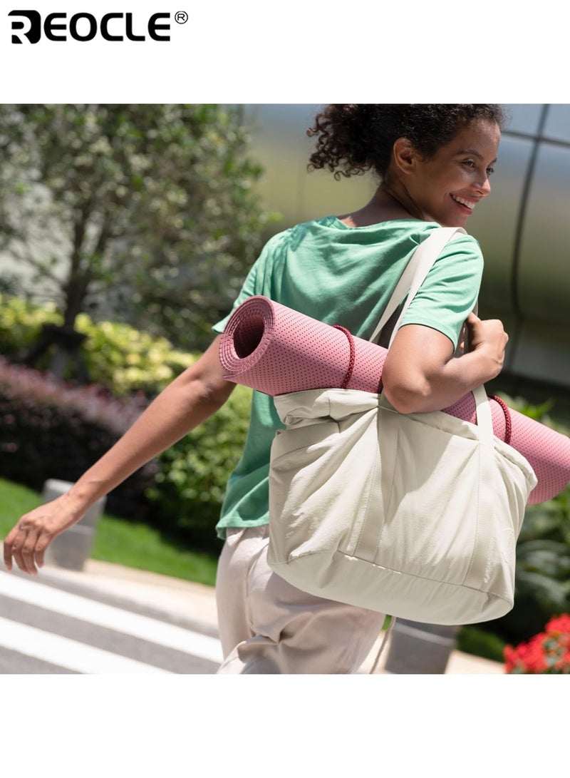 ريوكل حقيبة يد نسائية بسحاب 39 × 31 × 15.5 سم حقيبة يد كتف كمبيوتر محمول حقيبة يوغا جيم مع سجادة يوغا مشبك متين واسع مثالي للرياضة والعمل الاستخدام اليومي تسوق للنساء للسيدات - Image 2