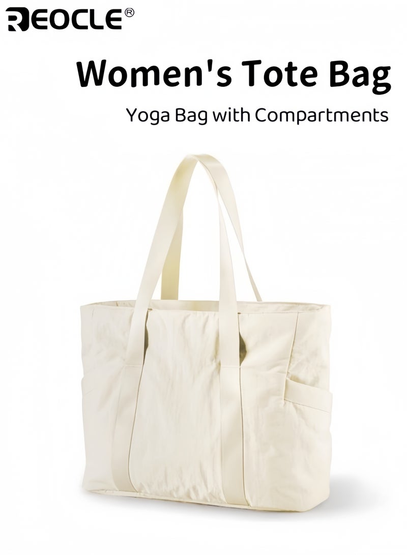ريوكل حقيبة يد نسائية بسحاب 39 × 31 × 15.5 سم حقيبة يد كتف كمبيوتر محمول حقيبة يوغا جيم مع سجادة يوغا مشبك متين واسع مثالي للرياضة والعمل الاستخدام اليومي تسوق للنساء للسيدات - Image 1