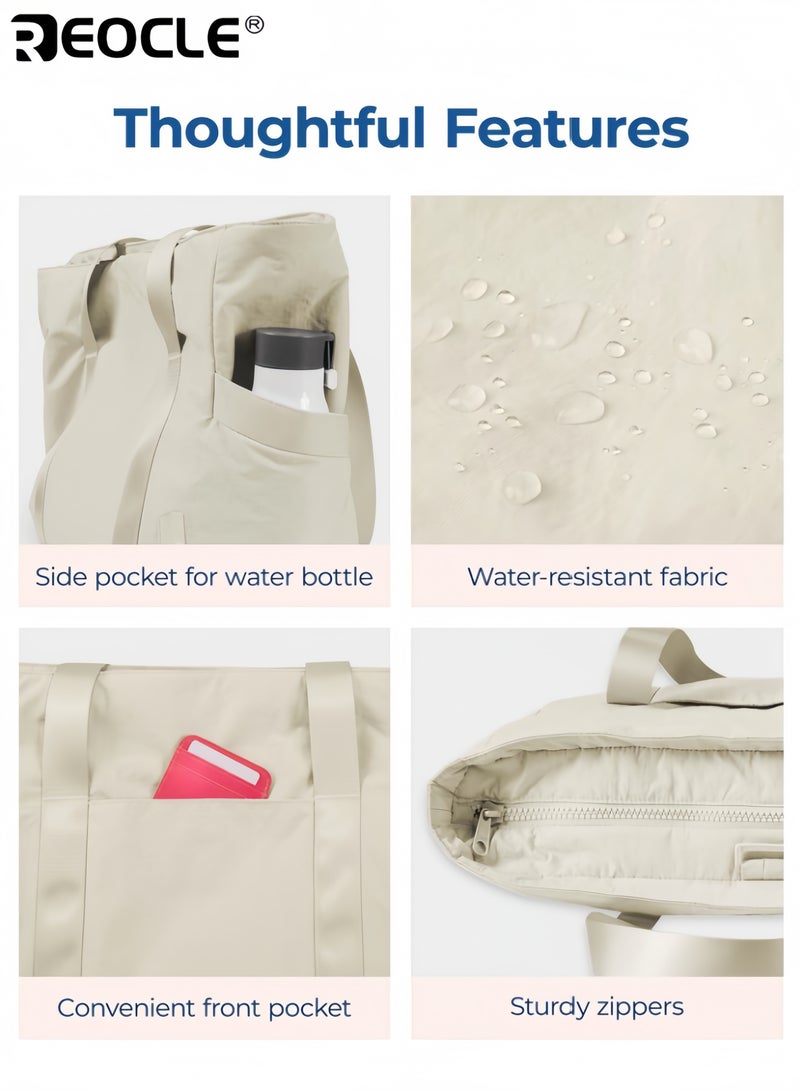 ريوكل حقيبة يد نسائية بسحاب 39 × 31 × 15.5 سم حقيبة يد كتف كمبيوتر محمول حقيبة يوغا جيم مع سجادة يوغا مشبك متين واسع مثالي للرياضة والعمل الاستخدام اليومي تسوق للنساء للسيدات - Image 5