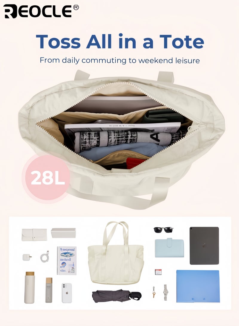 ريوكل حقيبة يد نسائية بسحاب 39 × 31 × 15.5 سم حقيبة يد كتف كمبيوتر محمول حقيبة يوغا جيم مع سجادة يوغا مشبك متين واسع مثالي للرياضة والعمل الاستخدام اليومي تسوق للنساء للسيدات - Image 3