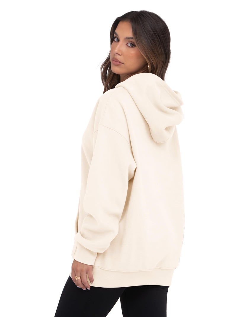 VIUTIL Womens Oversized Hoodies Fleece Loose Hooded Sweatshirt Fall Winter Outfits 2026 Trendy Clothes, Beige, Medium - Image 5