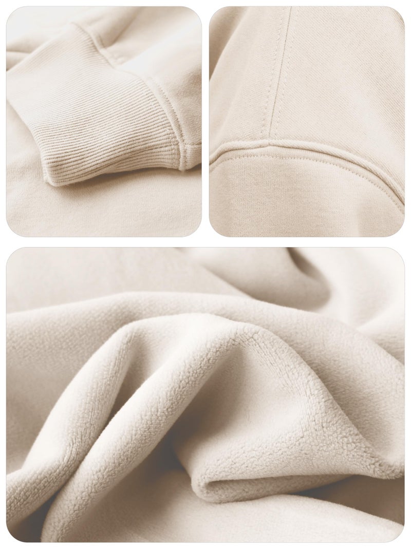 VIUTIL Womens Oversized Hoodies Fleece Loose Hooded Sweatshirt Fall Winter Outfits 2026 Trendy Clothes, Beige, Medium - Image 3