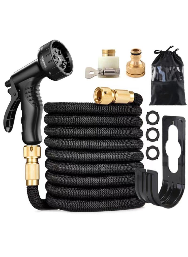 Rock Pow Garden Hose 50 FT, Expandable Garden Hose with 9 Spray Pattern Nozzle, 1/2'' & 3/4'' Solid Brass Connectors, Lightweight Durable 3800D Expandable Hose Pipe with 3 Layer Latex, Easy Storage - Image 1