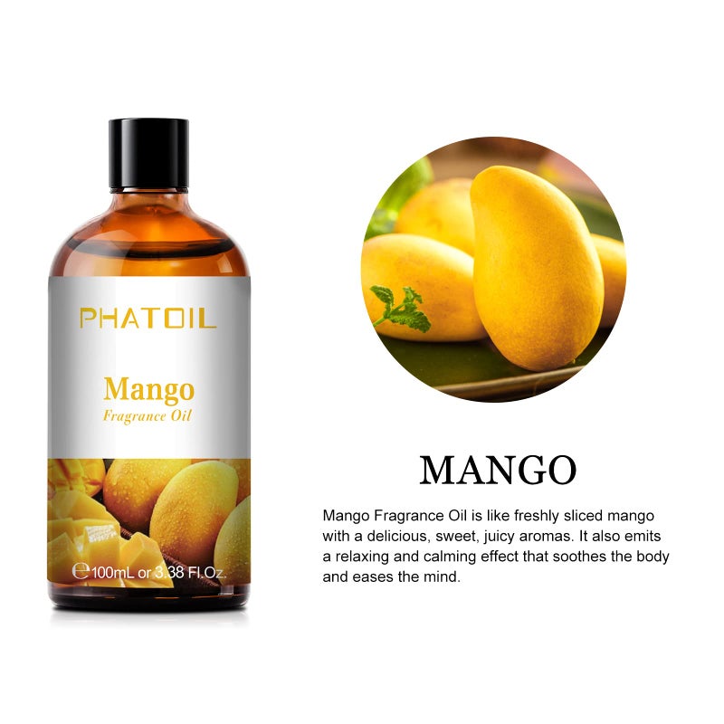 PHATOIL 3.38FL.OZ Mango Fragrance Oils for Aromatherapy, Essential Oils for Diffusers for Home, Perfect for Diffuser, Yoga, Skin Care, DIY Candle and Soap Making - 100ml - Image 3