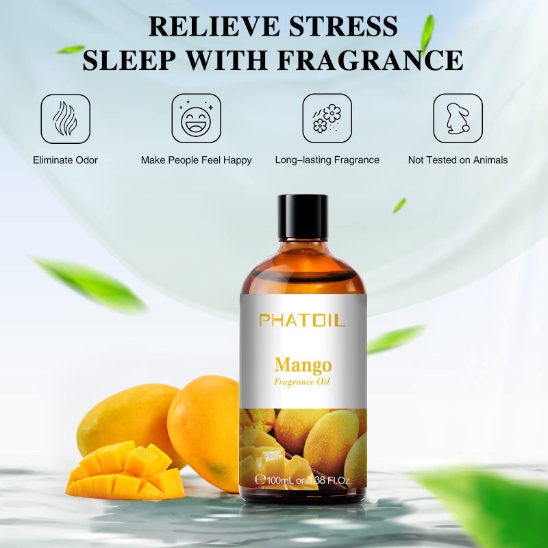 PHATOIL 3.38FL.OZ Mango Fragrance Oils for Aromatherapy, Essential Oils for Diffusers for Home, Perfect for Diffuser, Yoga, Skin Care, DIY Candle and Soap Making - 100ml - Image 4