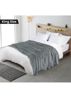 Utopia Bedding Utopia Bedding Cool Grey Fleece Blanket King Size Lightweight Fuzzy Soft Anti-Static Microfiber Bed Blanket (90x102 Inch)  - Image 2