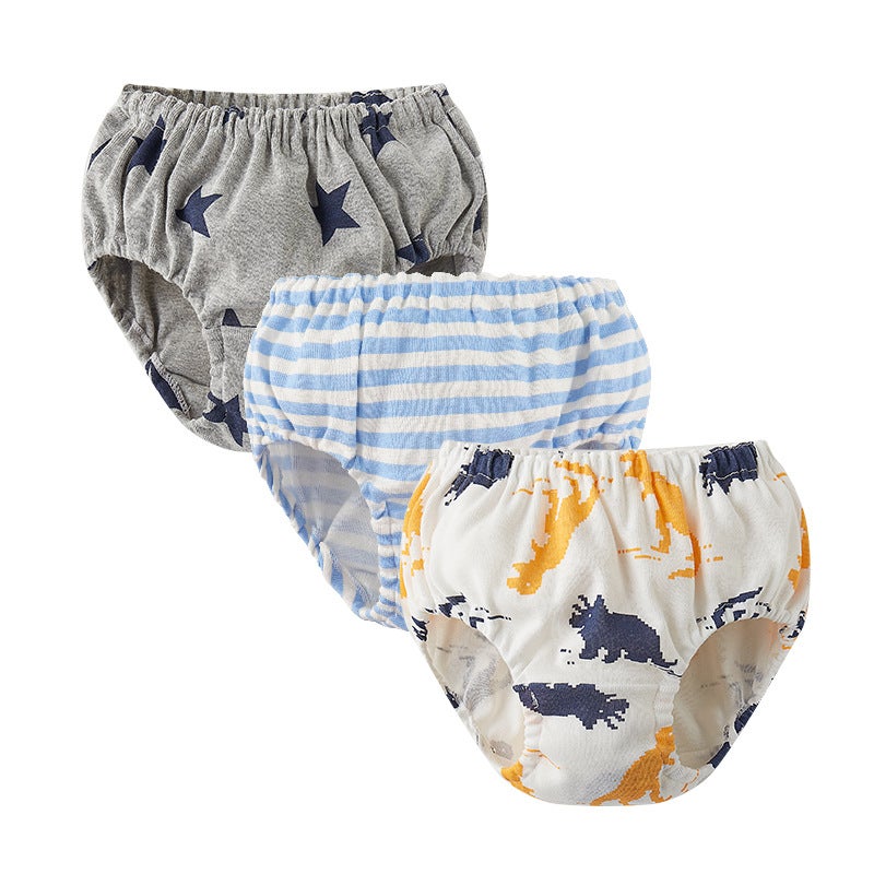 Childrens Bread Pants Boys Triangle Panties Cartoon Shorts Cotton Small Children Baby Dinosaur Wholesale H680/blue stripe combination MB604 