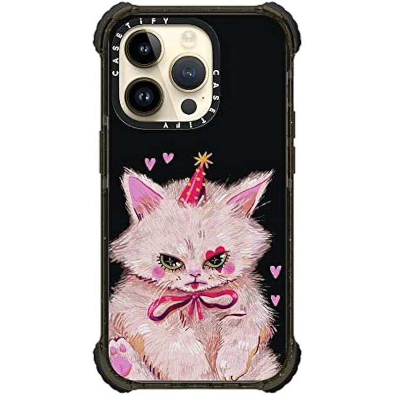كاستيفي Casetify Ultra Impact iPhone 14 Pro Case 【5X Military Grade Drop Tested / 11.5ft Drop Protection】 - Clown Kitty by SO Lazo - Glossy Black - Image 4