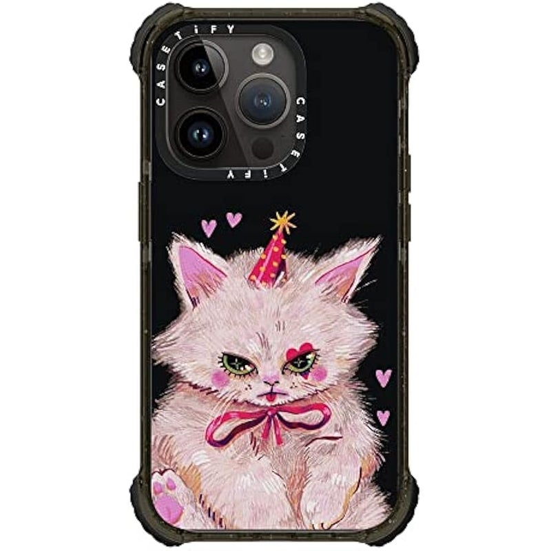 كاستيفي Casetify Ultra Impact iPhone 14 Pro Case 【5X Military Grade Drop Tested / 11.5ft Drop Protection】 - Clown Kitty by SO Lazo - Glossy Black - Image 3